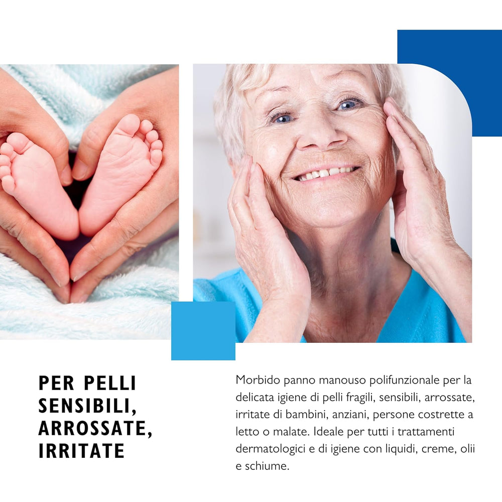 BIODERM Cellusoft - soft, multifunctional, disposable viscose and polyester wet wipes - multifunctional wipes for the delicate hygiene of sensitive and reddened skin of the elderly and children - 30 x 38 cm (50