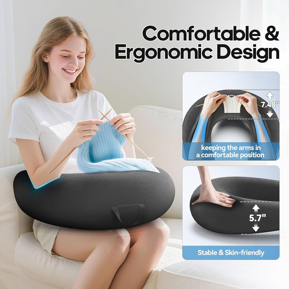 Pernă de gaming și citit, pernă de citit pentru stat pe pat/canapea/podea, pernă de hrănire/croșetat cu pernă de gaming mare și ergonomică, pernă de gamer pentru iPad/laptop - Negru