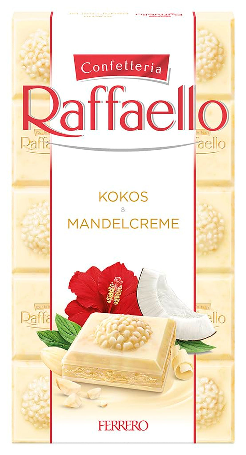 Ferrero Raffaello Chocolate Bar - Valentine's Day Gift for Him and Her - White Chocolate with Coconut Cream and Almonds - 1 Chocolate Bar x 90g