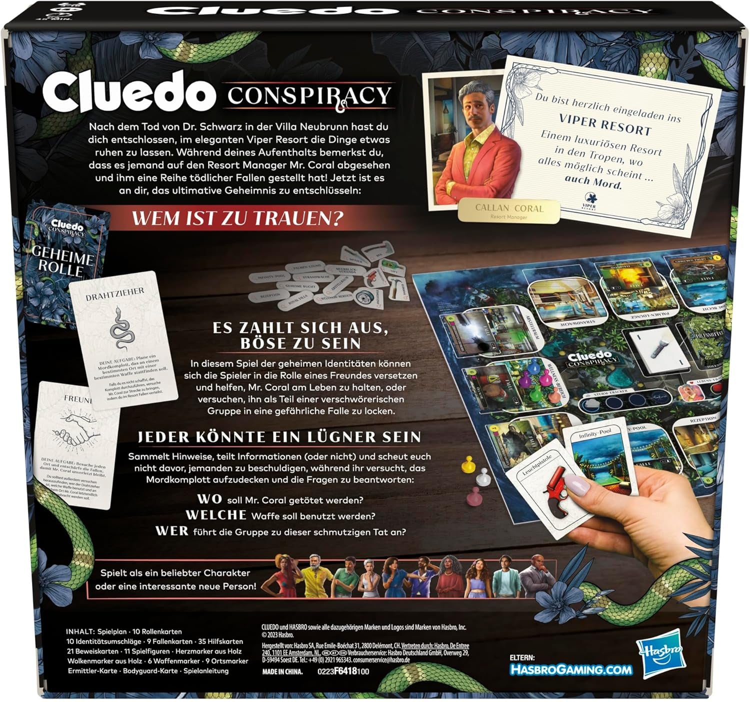 Cluedo Conspiracy Board Game by Hasbro Gaming for Adults and Teens, German version of the mystery game, for 4-10 players and ages 14 and up