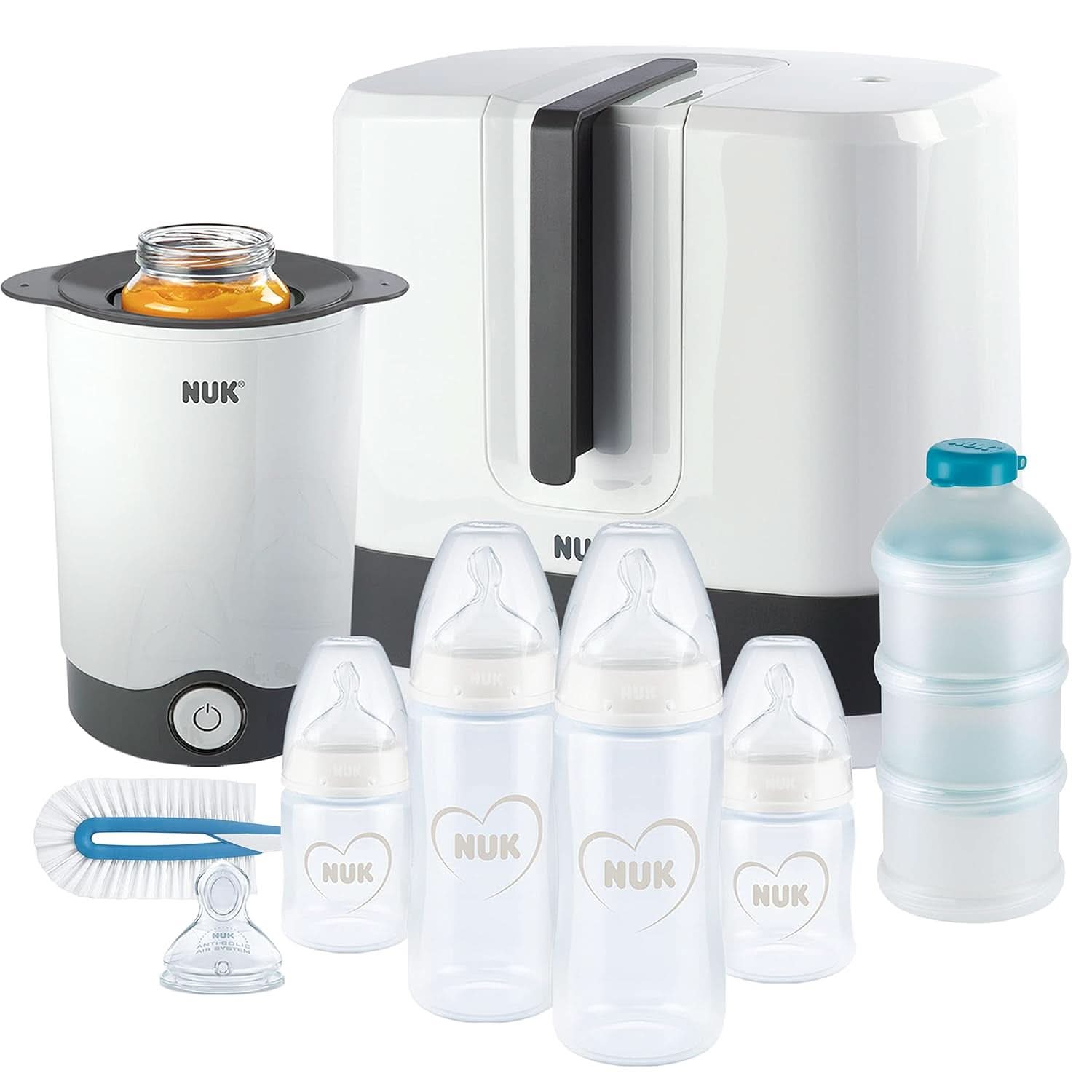 Set pompa de san manuala NUK, Pernă moale din silicon, 2 biberoane perfect combinate, 150 ml Accesorii Hrana si Alaptare Bebe Naty Shop First Choice+ Set