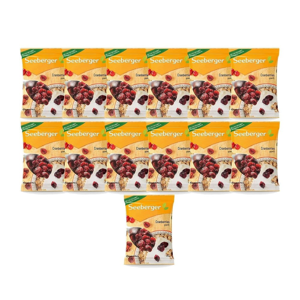 Seeberger Cranberries, Halved Canadian Cranberries, Fruity and Sweet, 13 x 125 grams Naty Shop Dehydrated Products