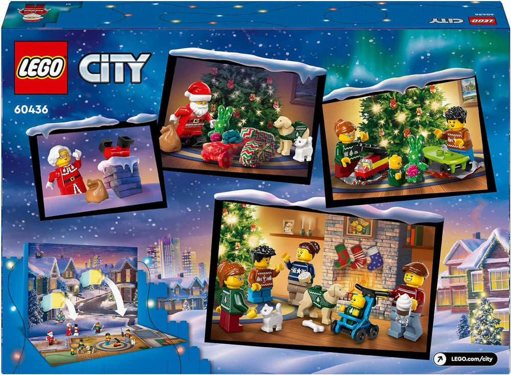 LEGO City Advent Calendar 2024, Advent gift for children from 5 years old, 24 surprises, minifigures in Christmas overalls, Santa Claus and Mrs. Santa Claus, Christmas gift 60436 Building sets Besuche den LEGO-Store