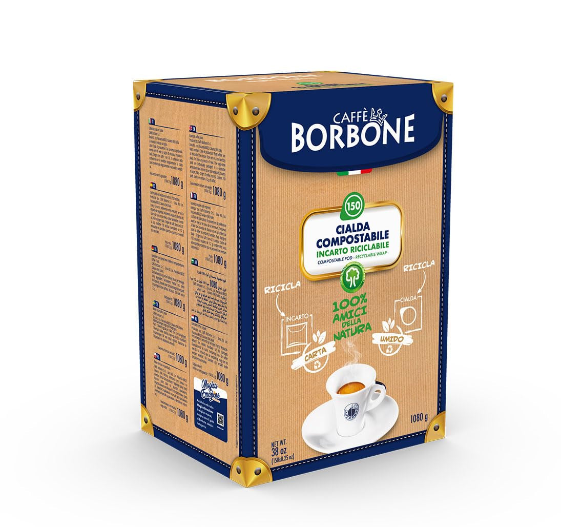 Caffè Borbone Kompostierbare Kaffeepads, Rote Kaffeemischung - 150 Pads - Kompatibel mit ESE System Papier Pads 44 mm