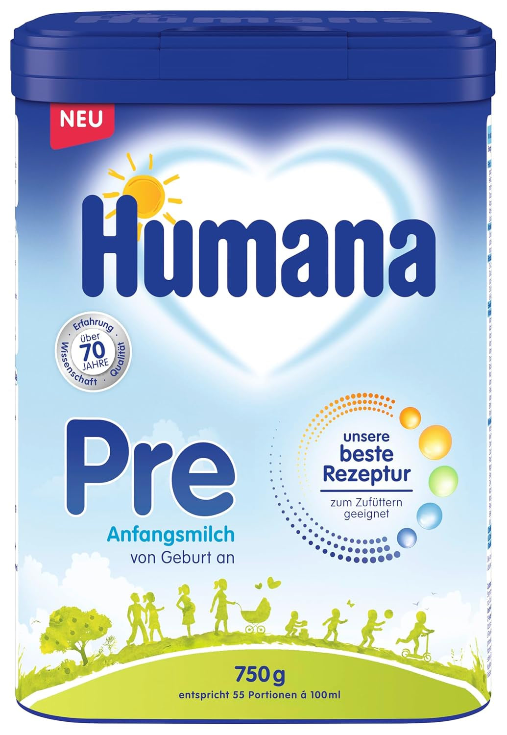 Formula Humana Pre Infant 750g - Package - Milk for babies from birth - Formula for babies as a substitute or supplement for breast milk - Food for babies
