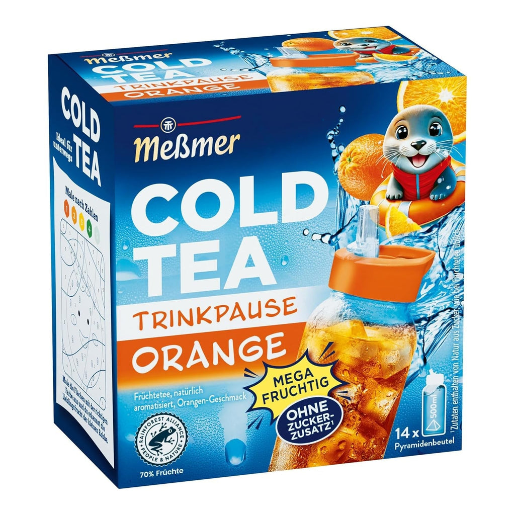 Meßmer Cold Tea Trinkpause Zmeură | Ceai de fructe, aromatizat natural, cu gust de zmeură | Ediție limitată | Pentru infuzie rece | 14 pliculețe piramidale