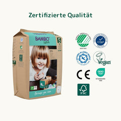 Bambo Nature Diapers, Size 5 (11-17kg) - Monthly Box of 95 | Diapers with improved leakage protection | Ultimate comfort and freedom for active kids | Dermatologically tested diapers