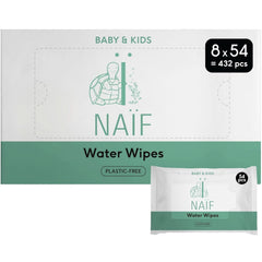 Naïf Plastikfreie Feuchttücher 432 Stück (8Er X 54 Feuchttuch) - Pflege Für Babypo, Körper Und Gesicht - 99% Aus Wasser - 0% Parfüm Und Alkohol - Nachhaltige Feuchttücherbox Eukalyptus Sensitiv Naty Shop 54 Stück (8Er Pack) Water