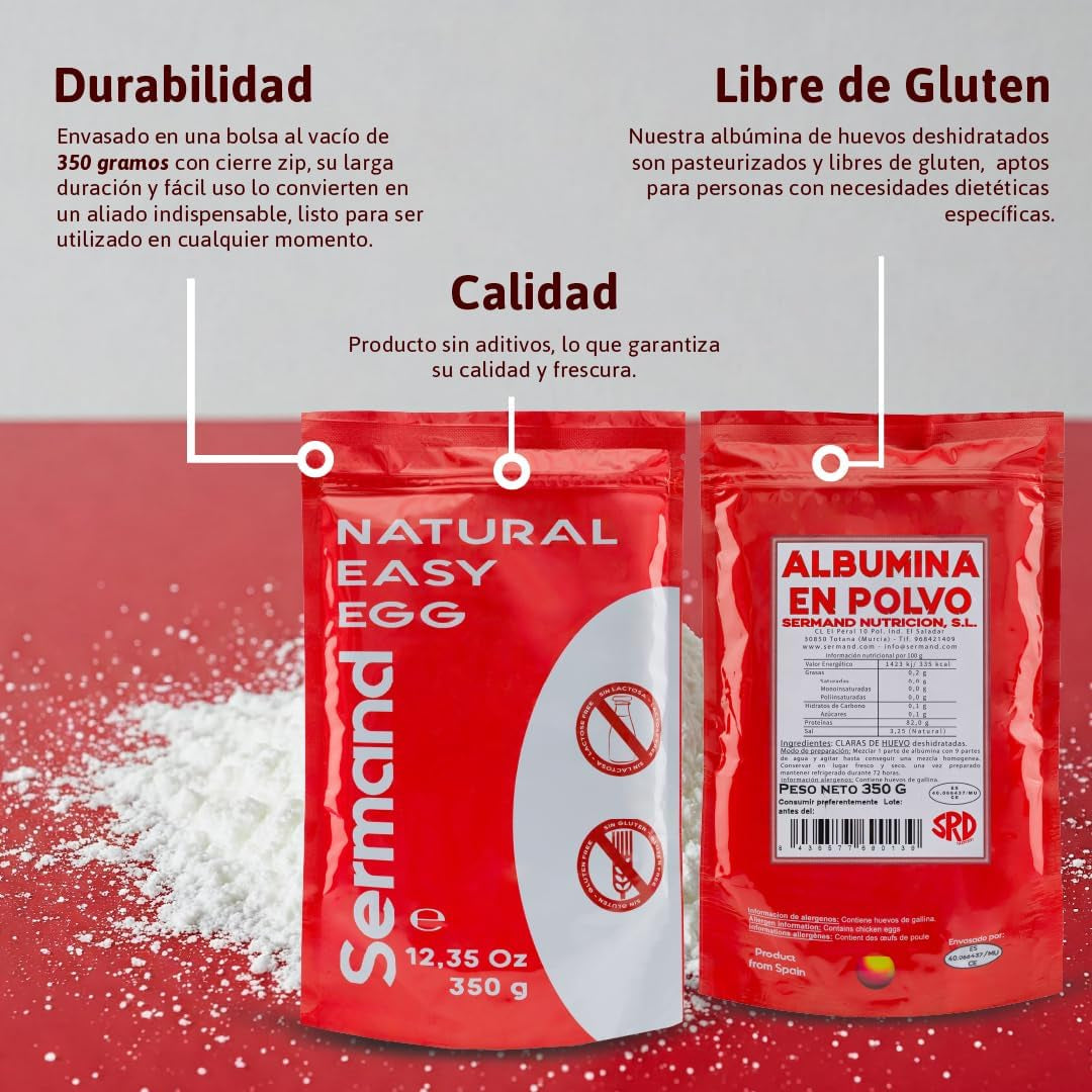 Eiklarpulver (350g) | Getrocknetes Eiklar Pulver | Eialbumin für Backen & Kochen | Ohne Zusatztoffe | Lactose-free Zip-Bag Packaging