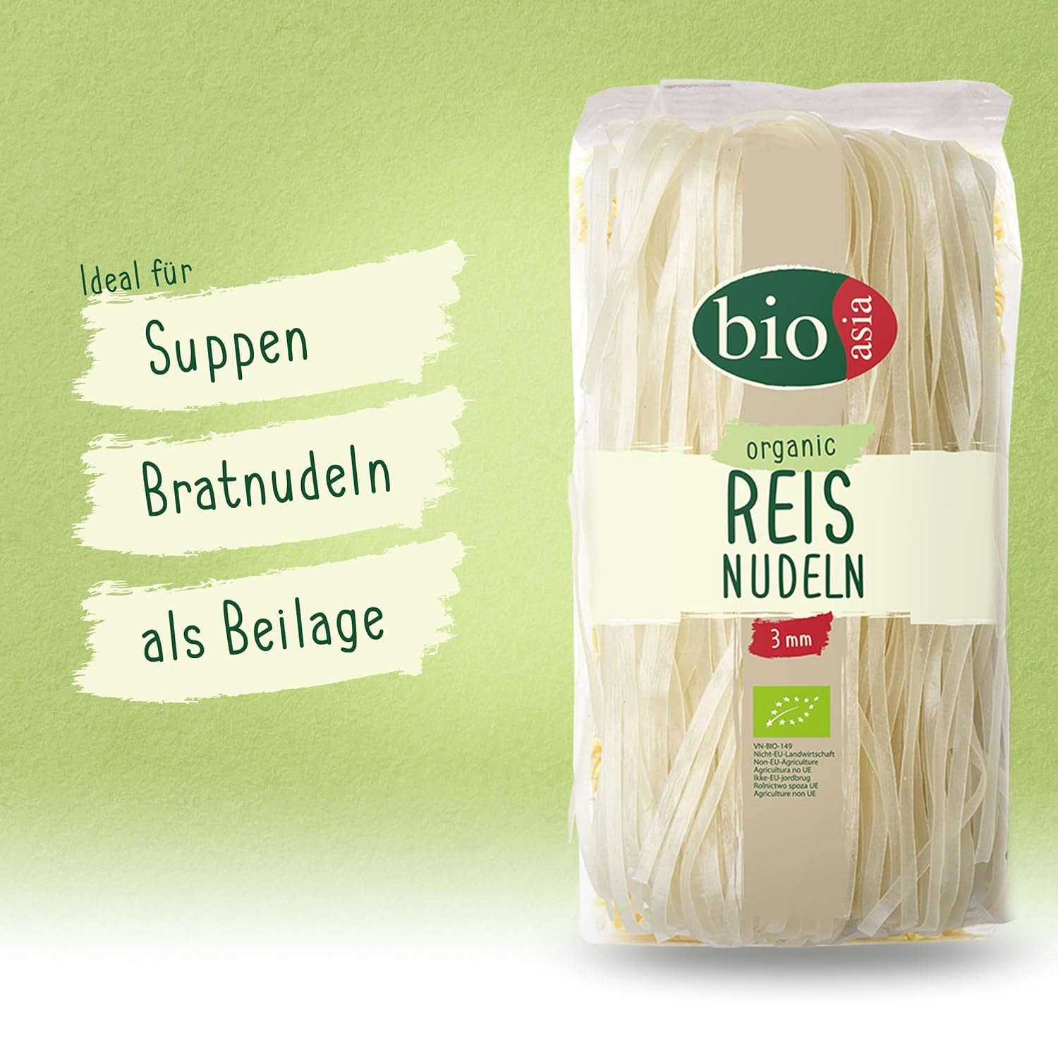 BIOASIA Organic Rice Noodles, 100% Organic Rice Flour Asian Noodles, Gluten Free & Vegan, 1 x 200g