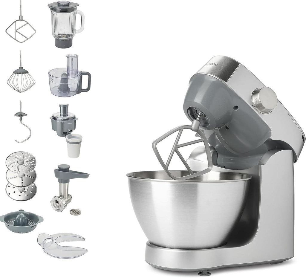 Kenwood Prospero+ KHC29A.R0SI Küchenmaschine, 4,3 L Edelstahlschüssel, Inkl. 10-Teiligem Zubehör-Set Mit Fleischwolf, Glas-Mixer, Zitruspresse, Entsafter Und Mehr, Inkl. Easyweigh Waage, 1000W, Silber Mama si Copilul Naty Shop Silber Inkl. 9 Zubehörteilen