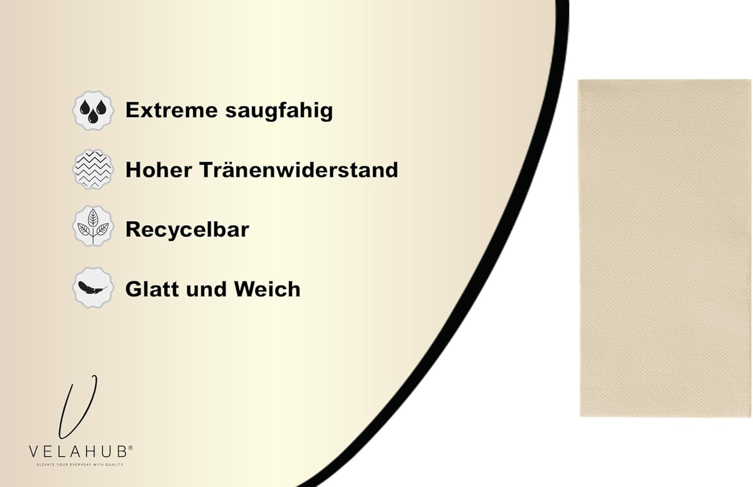 Soft Point 50 șervețele, pliere 1/8, de înaltă calitate, șervețel de unică folosință, 39X38 Cm, șampanie