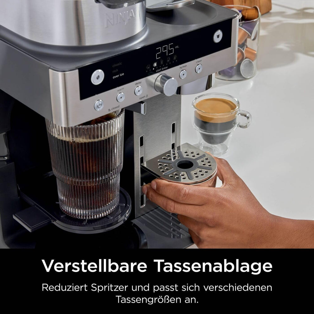 Ninja Prestige Cafetiera Filtrantă 2 în 1 cu Capsule și Spumator de Lapte Integrat, pentru Latte, Cafea cu gheață și Flat White, Negru CFN802EU