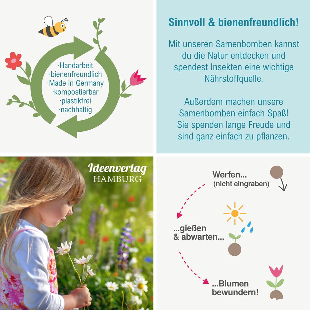 10x "Glück to grow" Semenbomben als Glückbringer 2026 & Blumensamen Geschenk | Mitbringsel Erwachsene & kleine Gastgeschenke Silvester - Kleeblatt Glückbringer Prüfung - inkl. Gift Cards Set