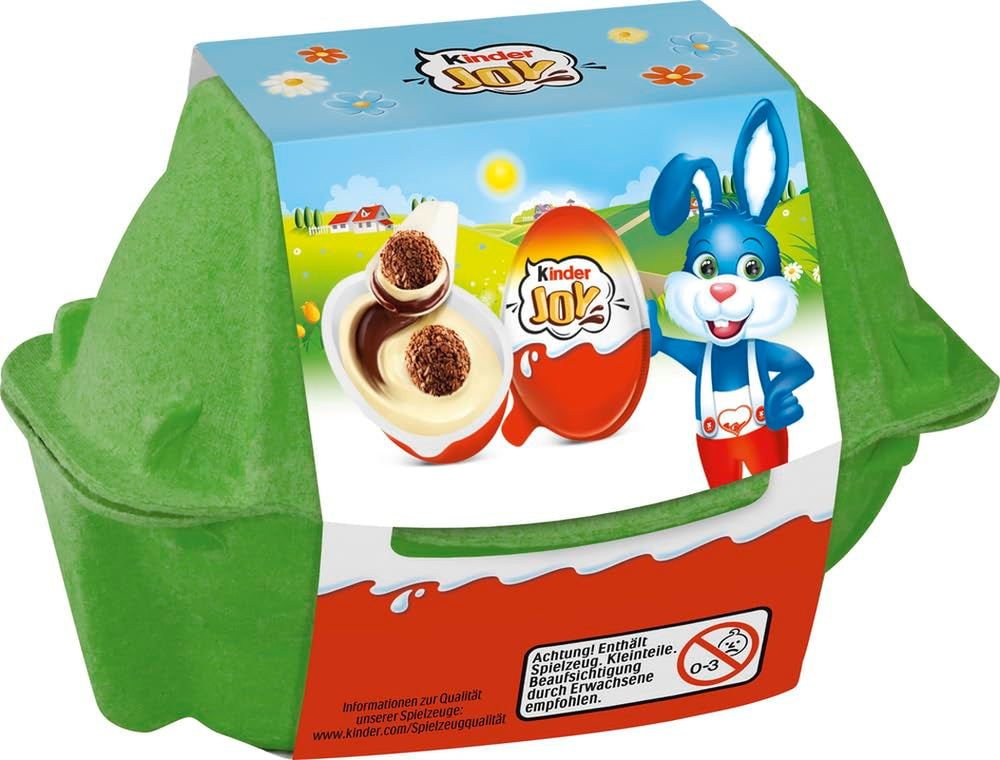 Kinder Joy pack of 2 - One half with delicious milk and cocoa cream and crunchy balls, and the other half with a great surprise - Easter chocolate, Easter sweets - Easter gift - 40g