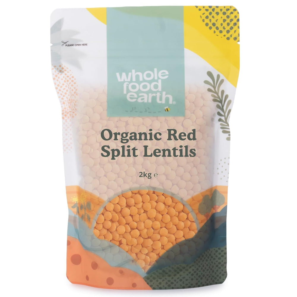 Wholefood Earth Organic Split Red Lentils 3kg Non-GMO Vegan High in Fiber High in Protein From Certified Organic Farming