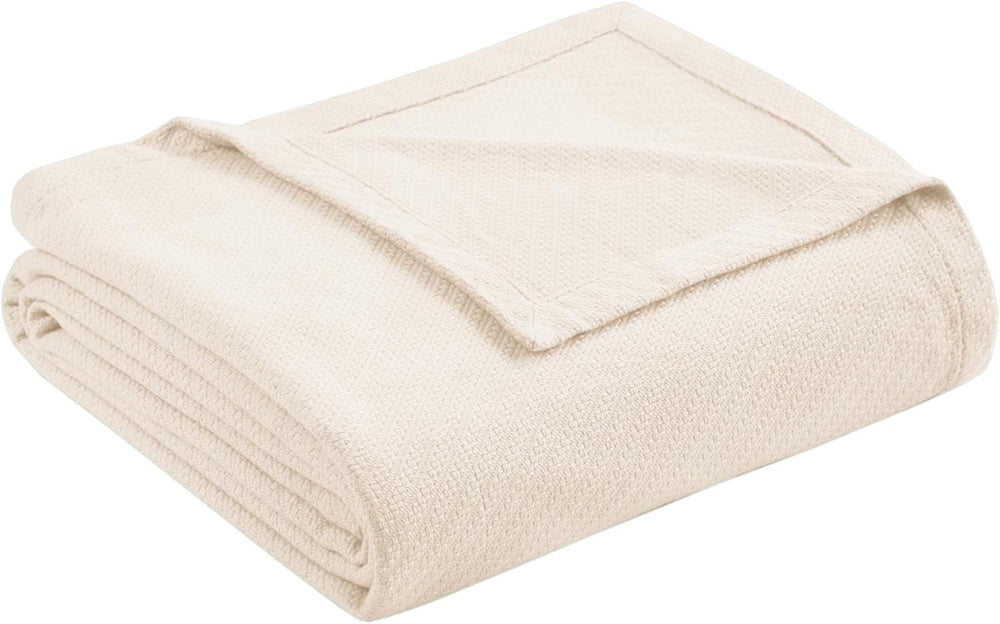 Madison Park Luxury Liquid Cotton High Quality Soft Comfortable 100% Ringspun Cotton Throw Blanket for Bed Couch or Couch Blush Full/Queen Naty Shop Duvets and Quilts Ivory Twin