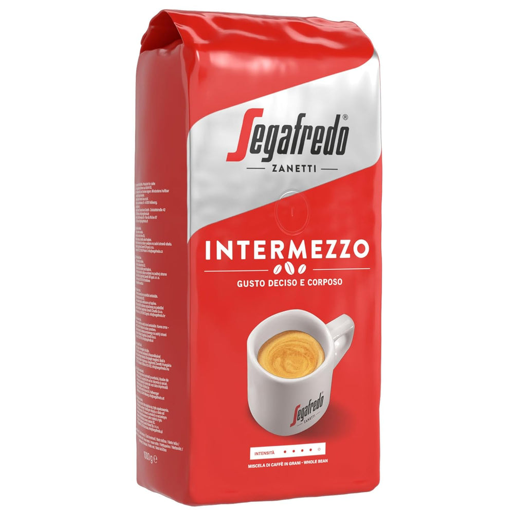 Segafredo Zanetti Intermezzo - Ganze Bohne (1 kg Packung) - Geeignet für alle italienischen Kaffeespezialitäten - Kaffeebohnen mit mittlerer Röstung, stark und vollmundig im Geschmack