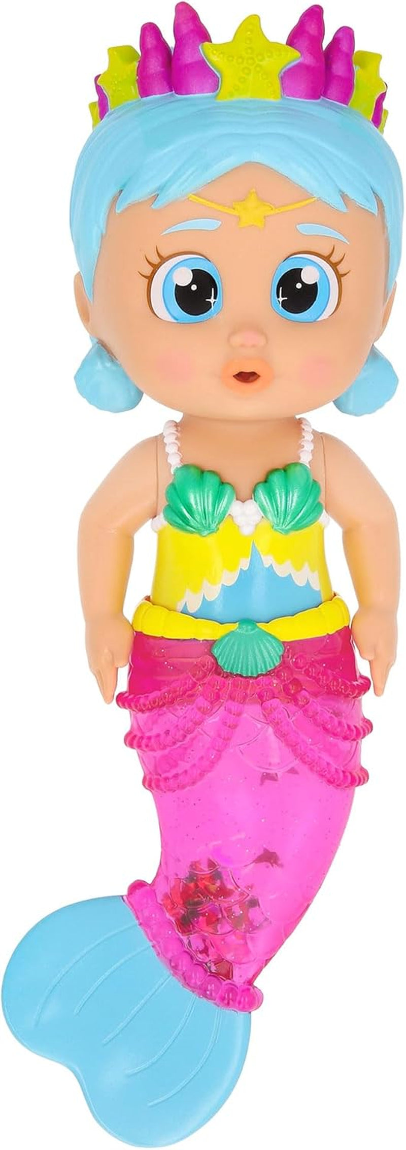 BLOOPIES Shimmer Mermaid Iris, Wasserspielzeug, Meerjungfrau mit glitzerndem Schwanz voller Wasserspritzer, Spielzeug Geschenk für Kinder ab 18 Monaten