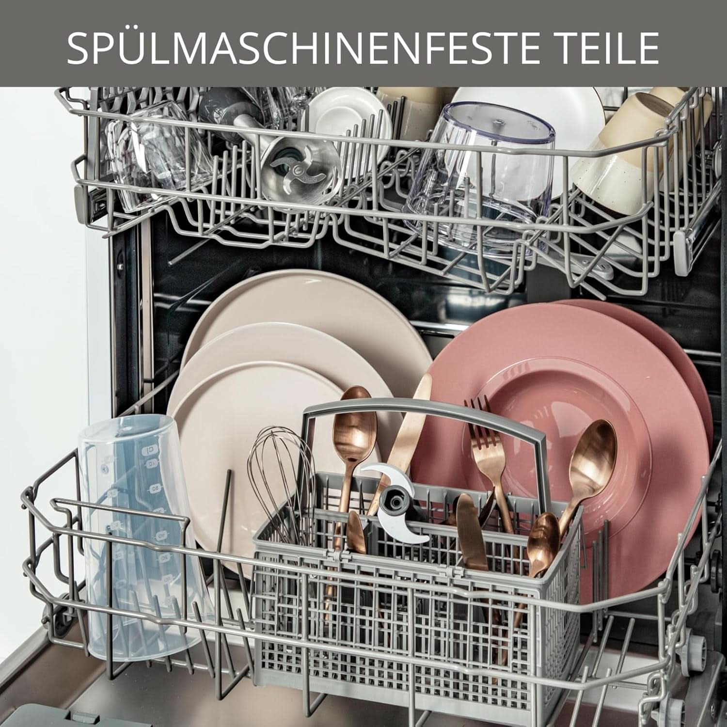 Krups Perfect Mix Stand Mixer HZ6568 | Blender | 1000 Watt | Edelstahlfuß | 4 Extra Scharfe Messer | Powelix Technologie | Schneebesen | 500 Ml Zerkleiner | 800 Ml Messbecher | Schwarz/Silber Kitchen Naty Shop