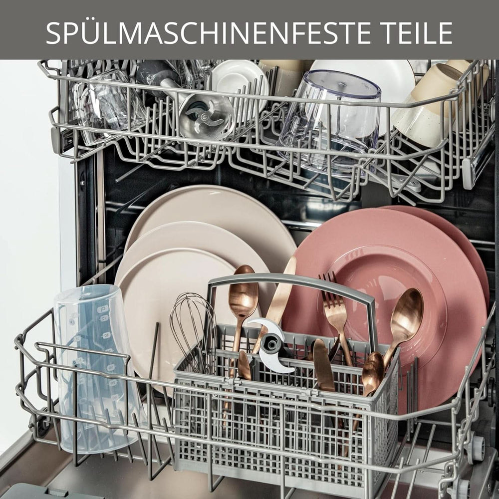 Krups Perfect Mix Stand Mixer HZ6568 | Blender | 1000 Watt | Edelstahlfuß | 4 Extra Scharfe Messer | Powelix Technologie | Schneebesen | 500 Ml Zerkleiner | 800 Ml Messbecher | Schwarz/Silber Kitchen Naty Shop