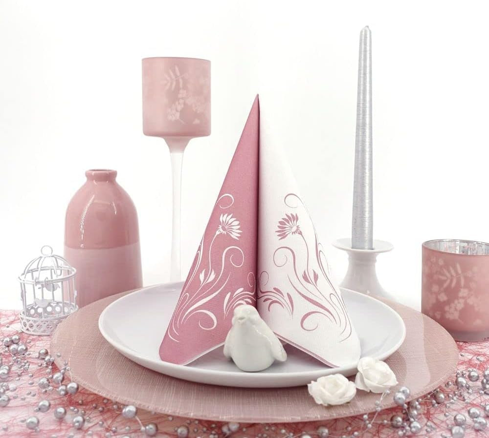 Șervețele Apartina Elegantia 40X40 Cm Fabric-Like Airlaid, șervețel de nuntă de înaltă calitate, șervețele de nuntă Fabric-Like șervețele de unică folosință pentru diferite ocazii (Dusky Pink)