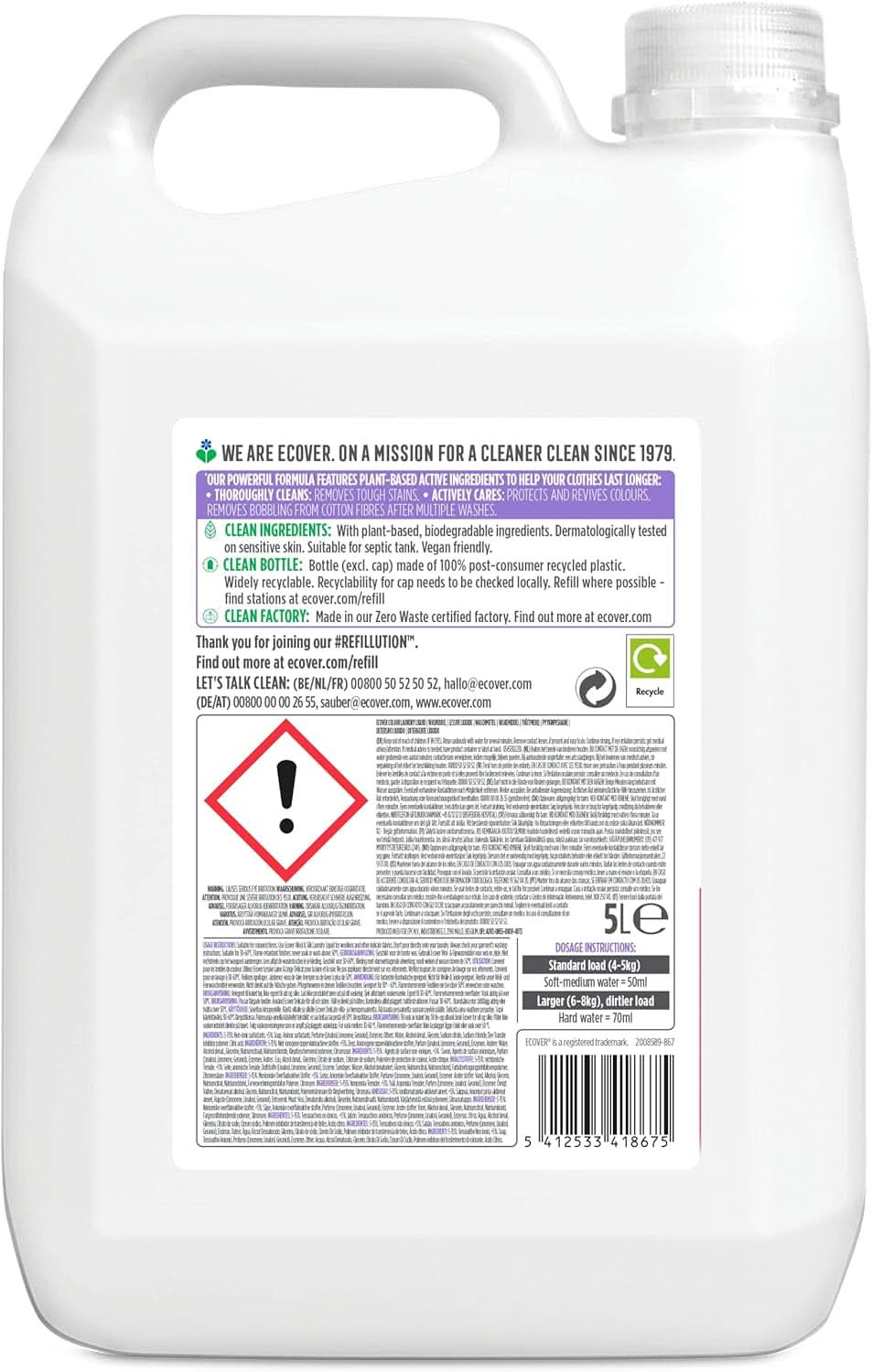 Ecover Color Apple Blossom & Freesia Laundry Detergent, Liquid detergent with herbal ingredients to preserve and protect clothes Naty Shop