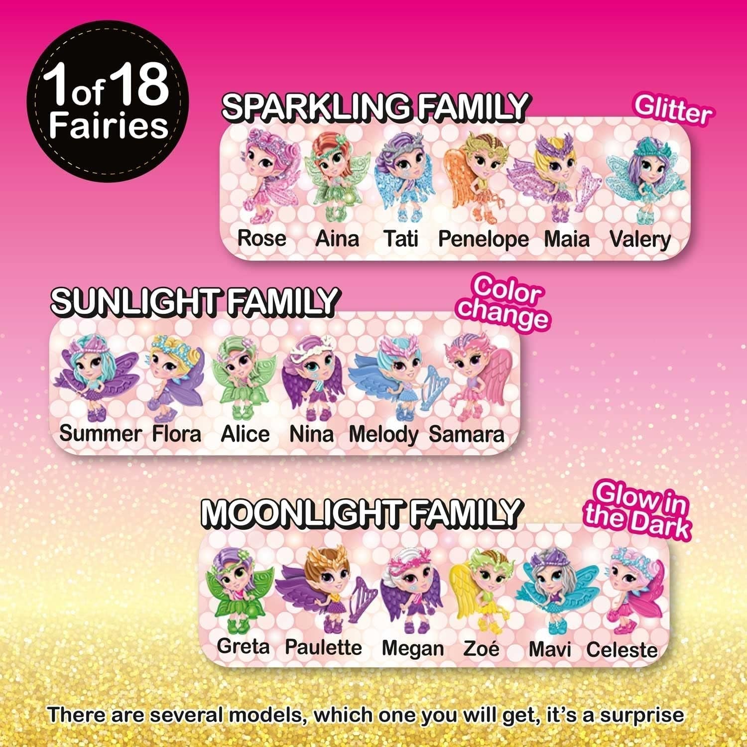 CRAZE Fairy in My Pocket | Păpușă zână cu aripi, jucărie zână de colecționat cu efecte speciale precum sclipici, strălucire în întuneric și schimbare de culoare Papusi Naty Shop