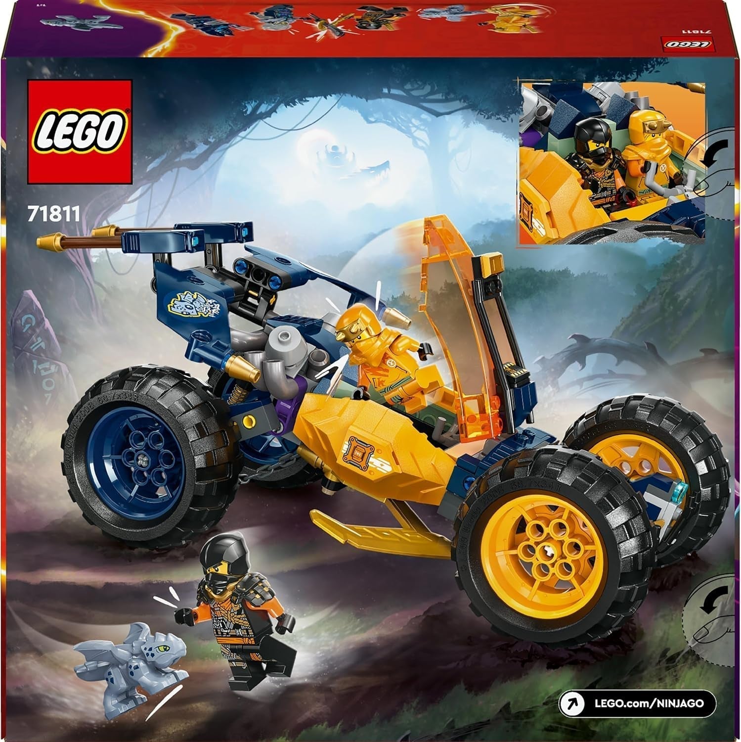 LEGO NINJAGO Arin's Ninja Off-Road Buggy, Ninja Toy with Car, Dragon and 4 Mini Figures, Buggy Model Adventure Set for Kids, Birthday Gift for Boys and Girls 7 Years Old 71811 Building Sets Beuche den LEGO-Store