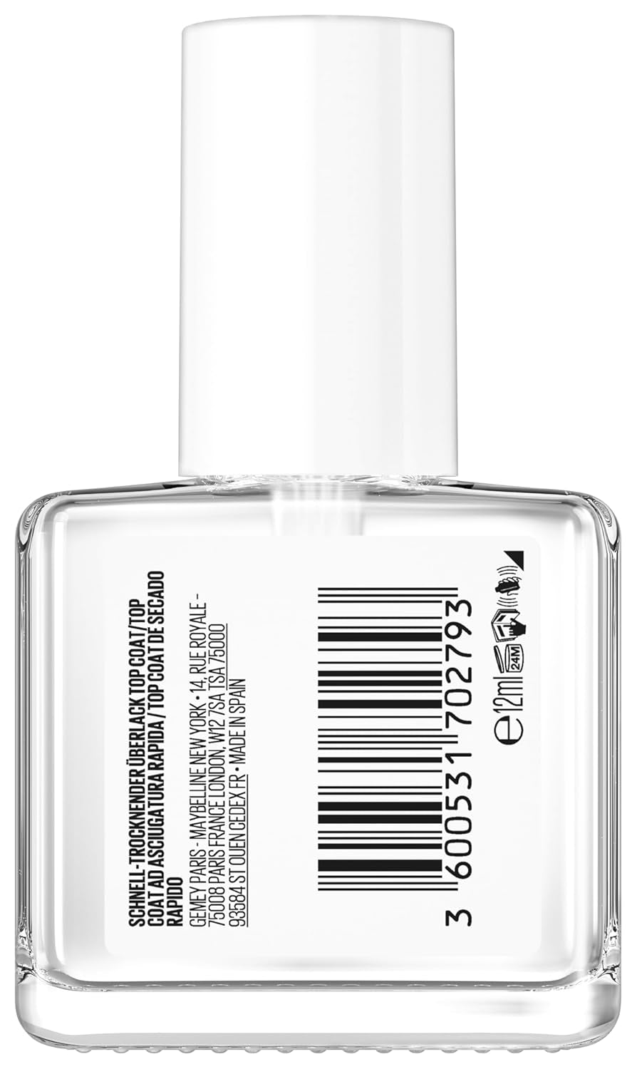 Maybelline New York Nail Polish, Quick Dry Top Coat Express Manicure, Transparent, 12 ml