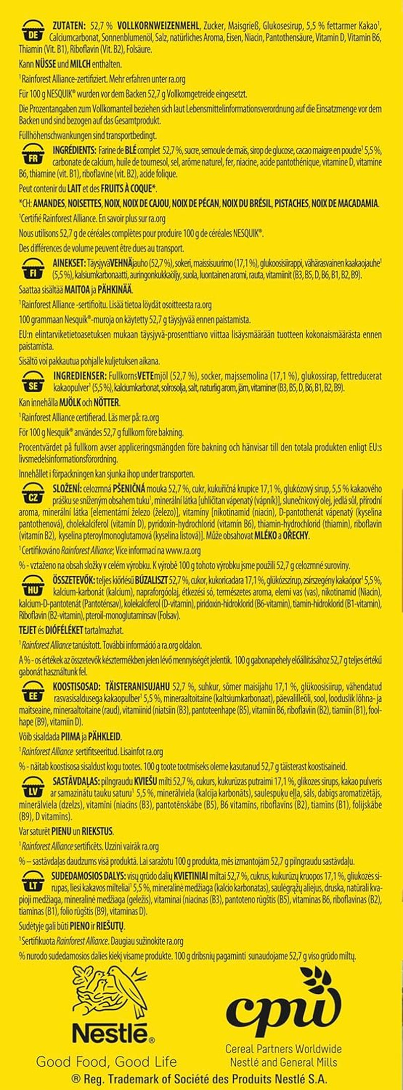 Nestlé Nesquik Crunchy Breakfast, Cereal with chocolate and whole grains, 1 pack (1 x 1 kg)