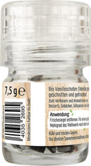 RUF Bio Bourbon Vanille-Mühle, Gewürz-Mühle aus aroma-sicherem Glas, Vegan, Verstellbares Mühlwerk, Vanilleschoten zum Backen und Kochen, 1 x 7.5 g