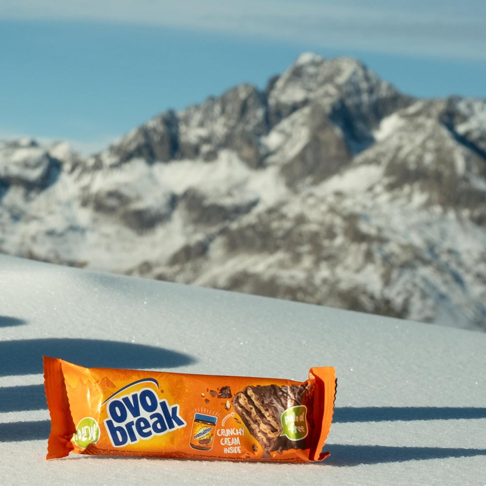 Ovomaltine OVO BREAK Wafer and Chocolate Bar - a crunchy snack with the unmistakable taste of our popular Creme Crocante, naturally without palm oil (4 x 39g)