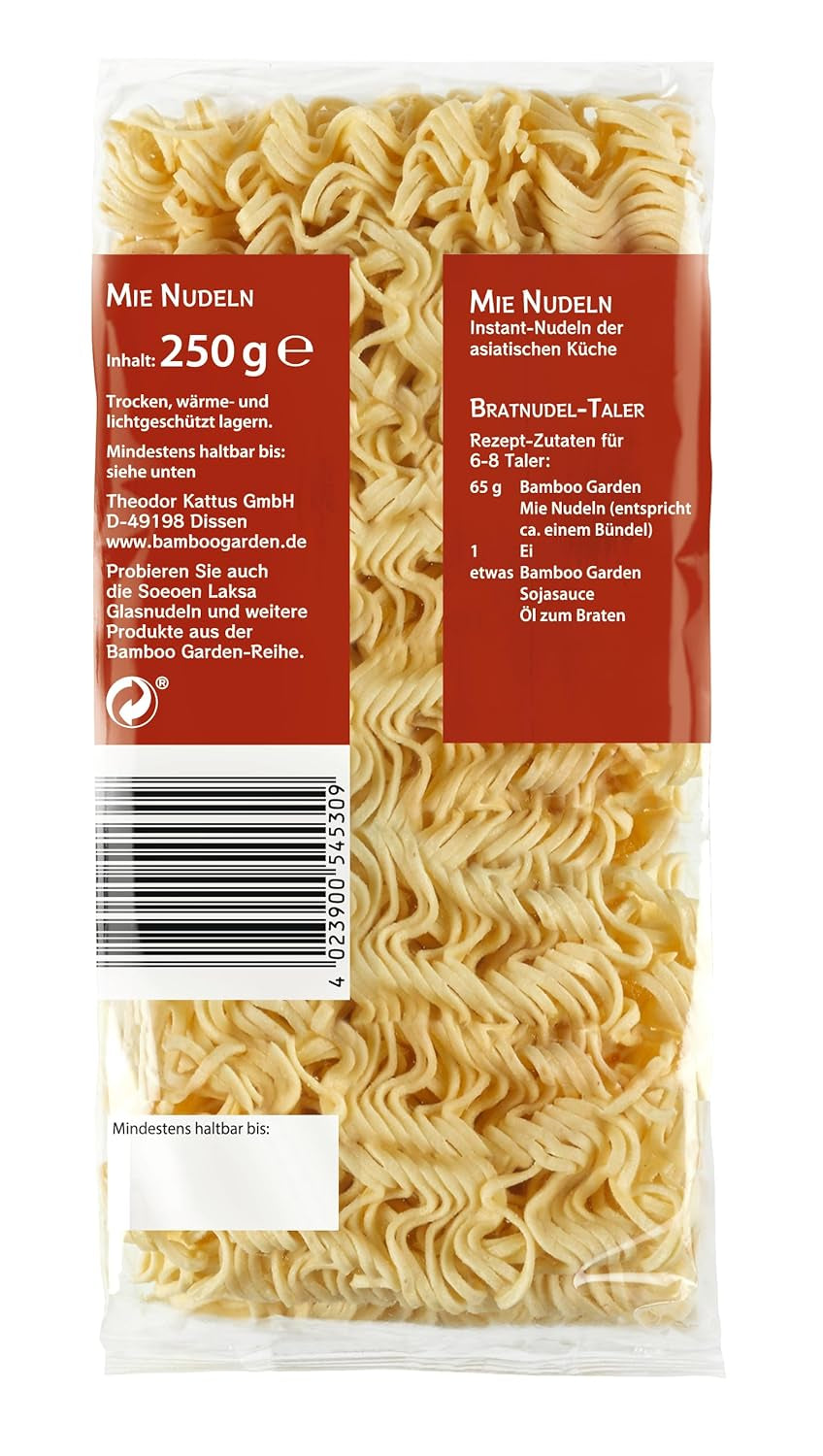 Bamboo Garden - Mie Noodles | Instant noodles for Asian cuisine | Ideal for wok dishes or soups Vegans | 250g bag