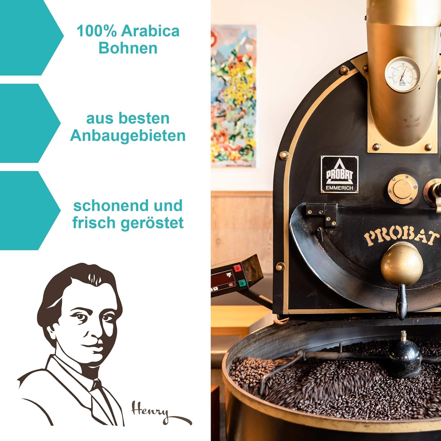 Henry´s Kaffee - Guatemala Antiqua Type Pampojila 1000g - lebhafte Aroma - unaufdringliche Säure - erlesene Qualität - Handwerklich in Deutschland geröstet - Kaffeebohnen direkt vom Bauern