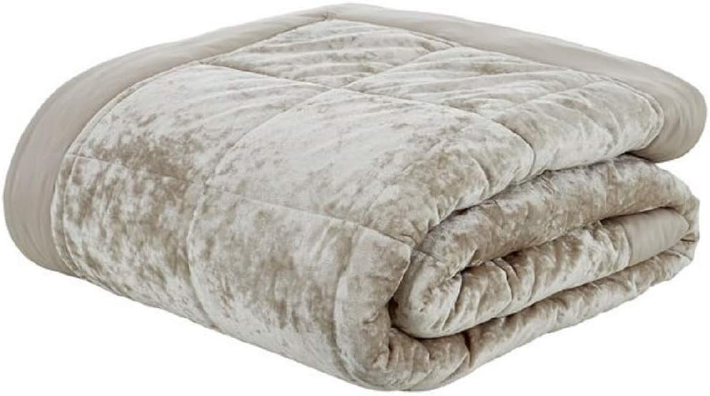 Catherine Lansfield - Crushed Velvet Faux Double Bedspread - Polyester, Polyester, Silver, 53 X 23 X 53 Cm Catherine Lansfield Beds and Duvets Nature 53 X 23 X 53 cm