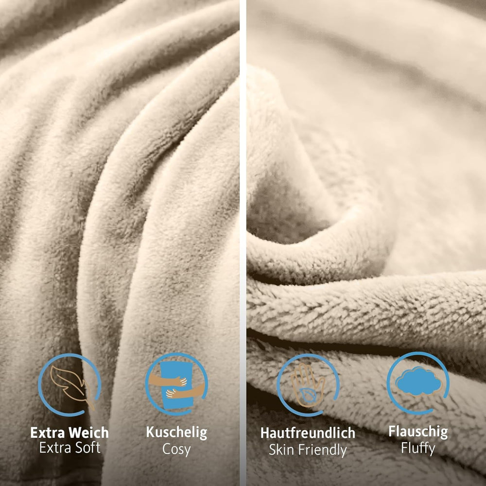 Komfortec fluffy blanket, comfortable blanket, fleece blanket, Oeko-Tex certified, super soft, 150X200 Cm, 260 G/M², beige Beds and Blankets Besuche den Komfortec-Store