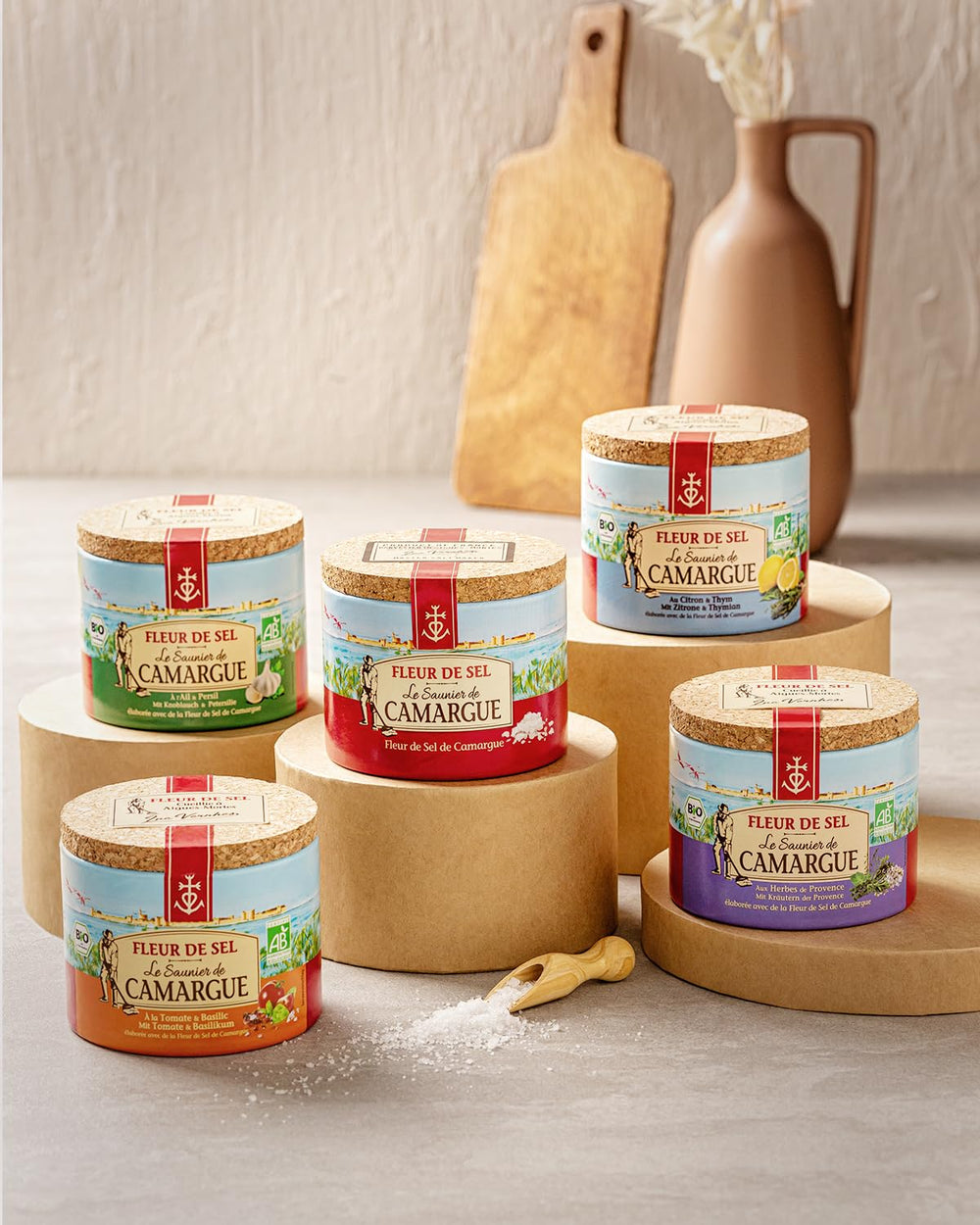 Le Saunier de Camargue Fleur De-Sel Citrone Thymian in 125 g Dose, Premium Meersalz aus Süd-Frankreich, Ideal als Finishing von Speisen und zum Verfeinern von Gerichten