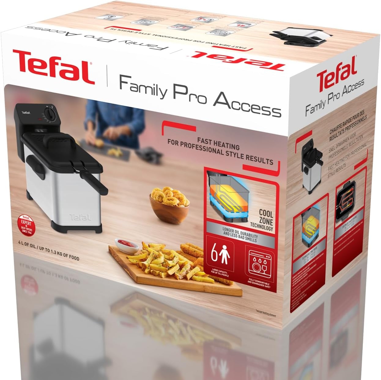 Tefal Family Pro Access 4.0L, 3000 Watt, semiprofesionala, cu ulei, rezervor de ulei detașabil, tehnologie cu zonă de răcire Electrocasnice Naty Shop