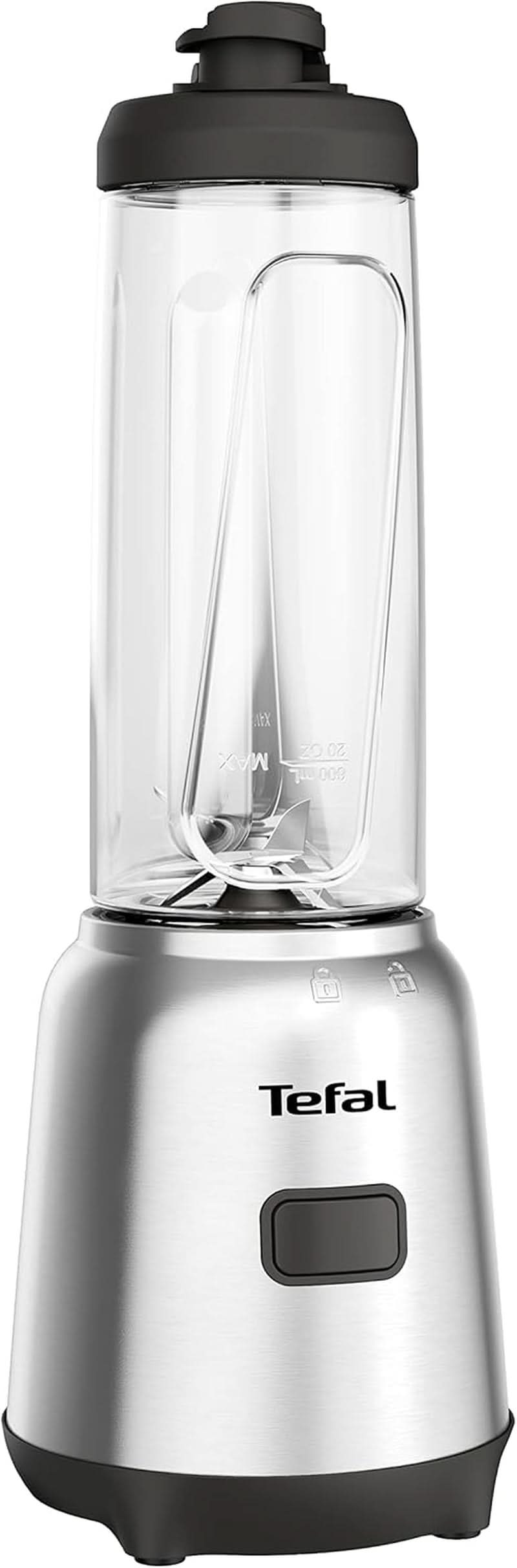 Tefal BL15FD Mix Und Move Mini-Standmixer, 300 Watt, 2 Flaschen To-Go in Premium Tritan, Kompaktes Design, Einfach Zu Reinigen, Abnehmbare Klingen, Einknopfbedienung, Silber/Grau Mama si Copilul Naty Shop