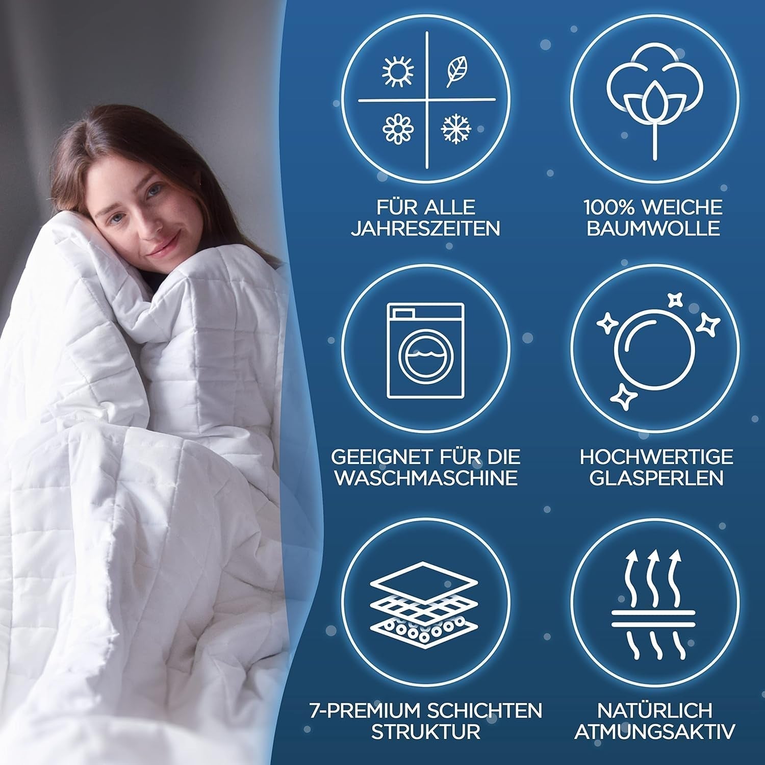 Samthus Pătură ponderată 135X200Cm 6Kg Certificată Oeko-Tex - Pătură de relaxare 100% bumbac - Pătură grea antistres și de terapie - Dormiți mai bine cu pătura noastră grea - Pătură ponderată Paturi si Cuverturi Besuche den Samthus-Store