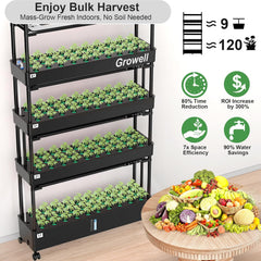 Large Hydroponic Grow System Kit 120 Capsules Vertical Hydroponic Garden with 2 Lighting Modes Grow Light Automatic Water Circulation System 48L Indoor Herb Gardening System