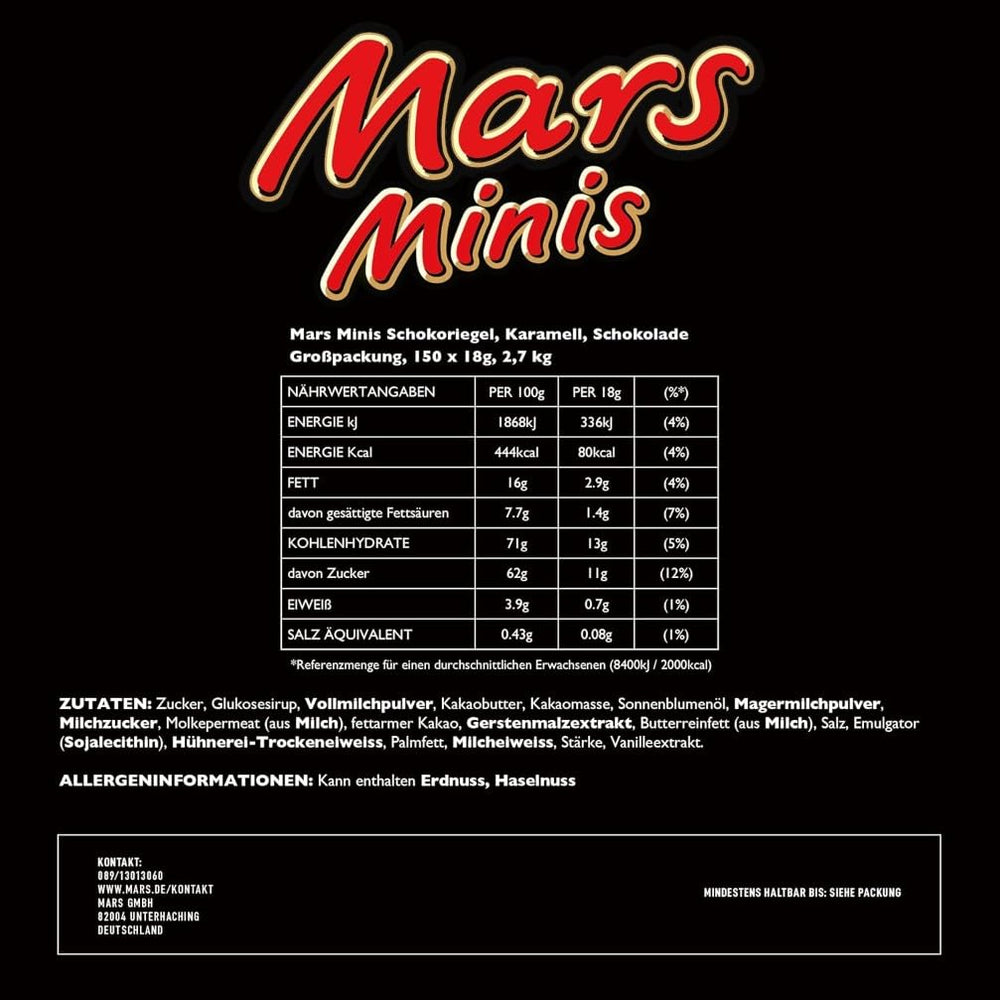 Mars Minis Chocolate Bars | Bulk pack of chocolate | Caramel | 150 x 18g