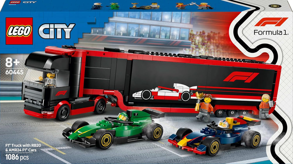 LEGO City F1 Transporter with RB20 & AMR24 F1 Racing Cars - Toy Car Transporter for Red Bull & Aston Martin Formula 1 Teams - Incl. 5 Minifigures - Gift for Boys & Girls Ages 8+ 60445 Construction sets Besuche den LEGO-Store