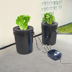 Complete DWC Hydroponic System Kit with 12W Air Pump, 2 Buckets (5 Gallon), Hydroponic Grow System, 2 Bags of Ceramsite, Pot Irrigation Kit