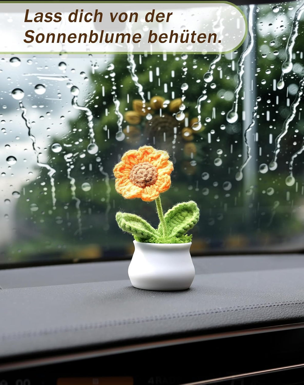 Mini Häkelsonnenblume Im Topf – Handgefertigte Gehäkelte Blumen, Künstliche Sonnenblume, Kleines Dankeschön Geschenk, Glücksbringer Deko Für Zuhause, Büro & Armaturenbrett