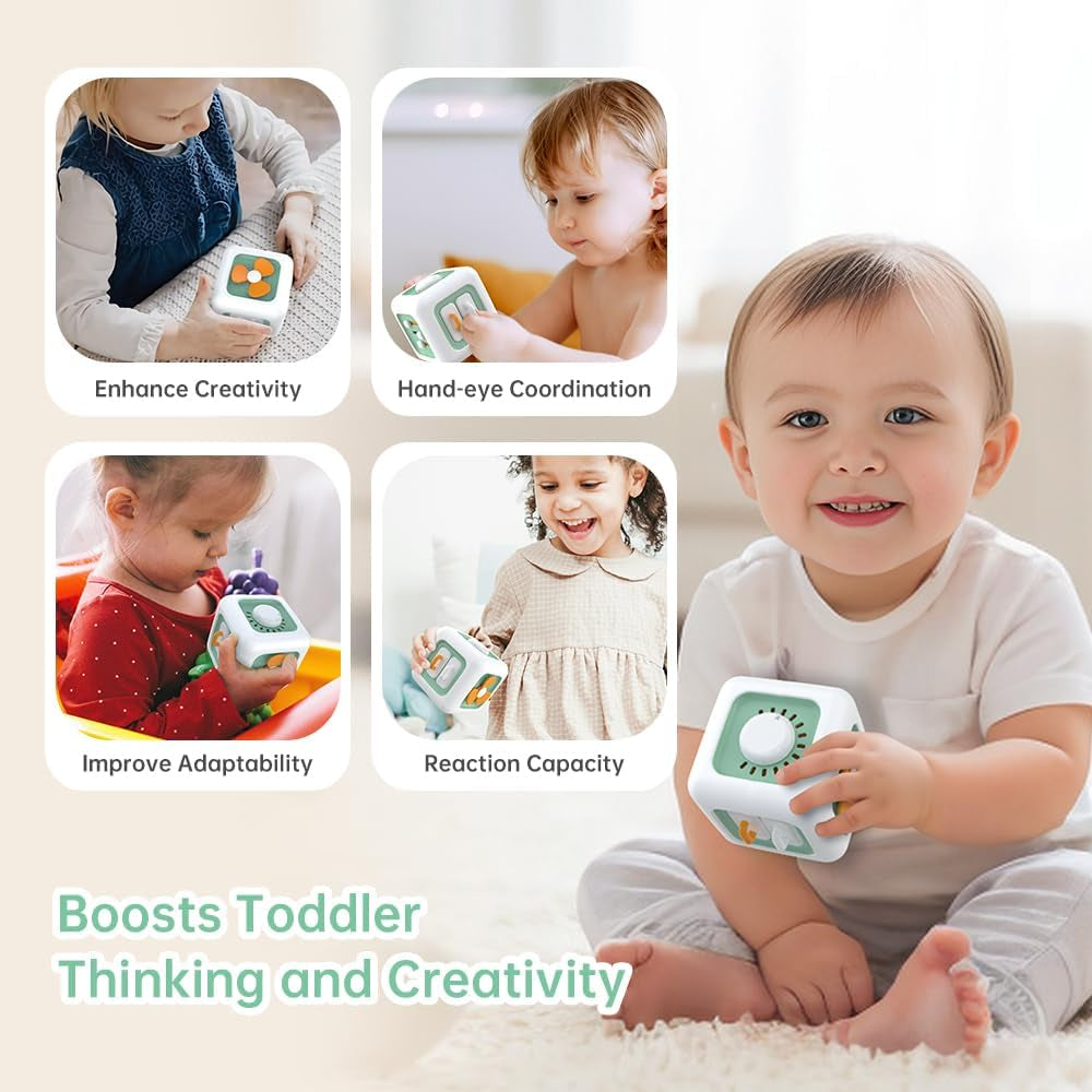 Jucărie senzorială pentru copii mici de 1-3 ani | Jucărie Montessori pentru copii de la 1 an în sus | Jucărie de călătorie pentru bebeluși de 12-18 luni | Cub de activități, cadou de ziua de naștere sau de Crăciun pentru copiii de 1 an