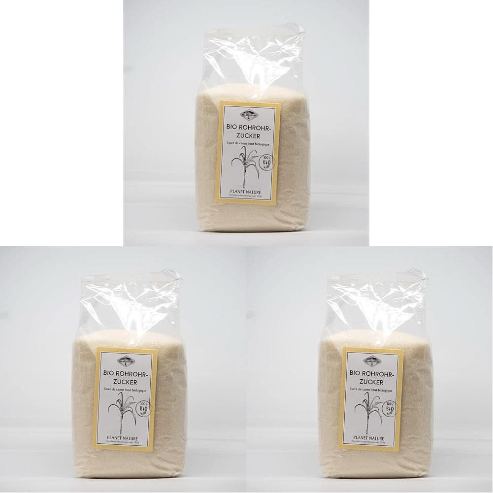 Raw organic cane sugar, 1 Kg Sweeteners Naty Shop 3 x 500 grams