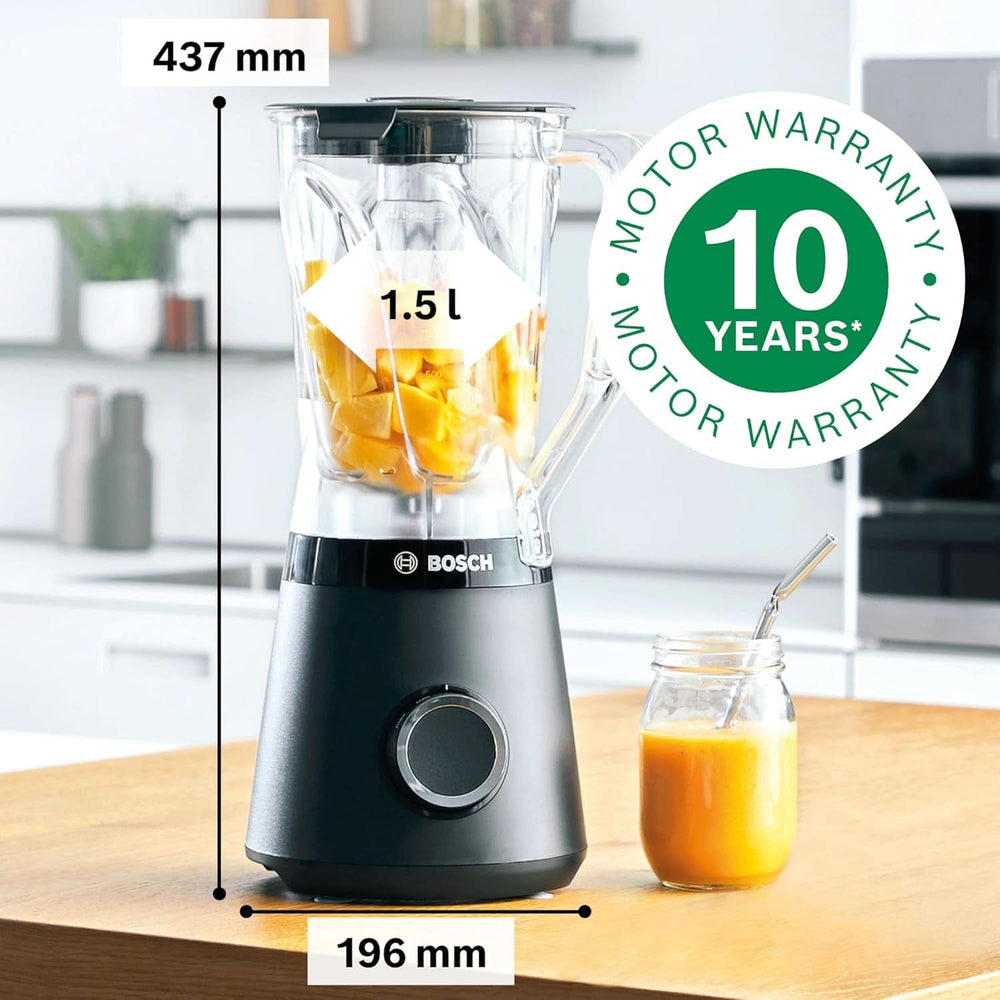 Bosch Standmixer Vitapower Serie 4 MMB6141B, Hochwertige Edelstahl-Klingen, 1.5L Tritan-Mixbehälter, Spülmaschinengeeignete Teile, 30,000 U/Min, 1200 W, Schwarz Kitchen Naty Shop