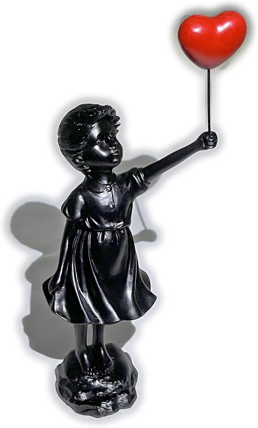 Fată drăguță cu balon, sculptură din rășină, statuie pentru decorațiuni interioare, statuie Banksy, fată cu inimă roșie, figura balon, sculptură de artă modernă pentru masă, raft, decor Statuete si sculpturi Naty Shop